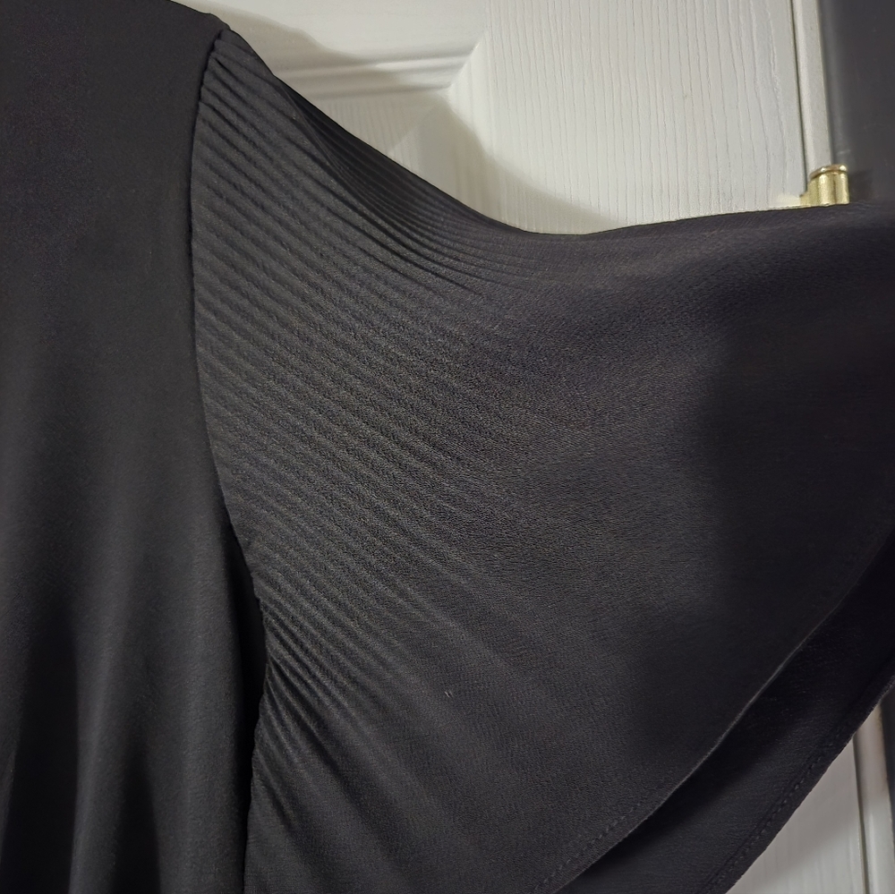 NWT Adrianna Papell Black Tie-Front Blouse - Picture 3 of 4
